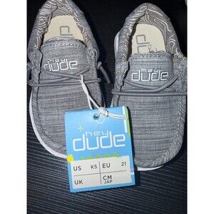 Hey Dude WALLY TODDLER STRETCH Boys' NWOB Slip-on Grey US Size 5 ($39.99 Retail)